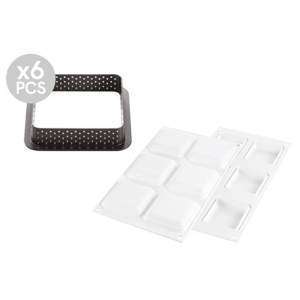 Набор форм для тартов SQUARE Silikomart KIT TARTE RING SQUARE 80x80 MM