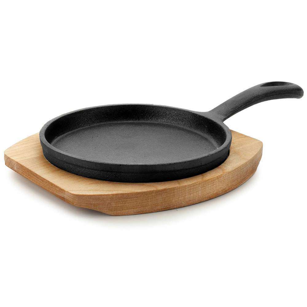 Сковорода порційна гриль d-13 см на дерев’яній підставці Lacor - 25877