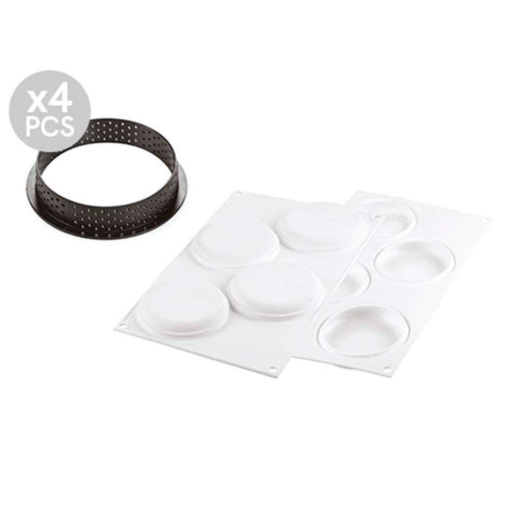 Набір форм для тартів ROUND d 10 cм Silikomart - KIT TARTE RING ROUND D100 MM - Фото 1