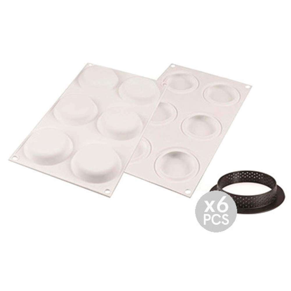 Набір форм для тартів ROUND d 8 см Silikomart - KIT TARTE RING ROUND D80 MM - Фото 1