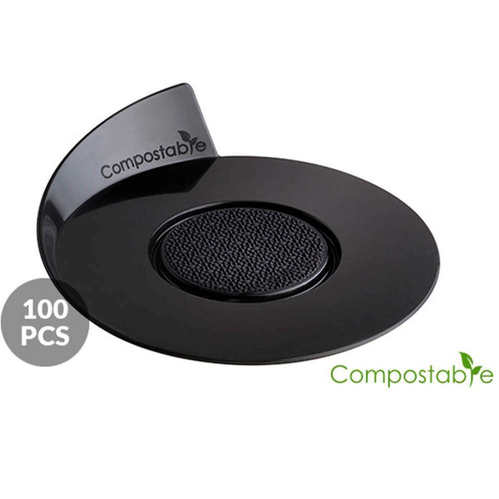 Підкладка під тістечко пластикова ø86 мм100 шт Silikomart - SET 100 COMPOSTABLE BLACK TRAYS - ROUND