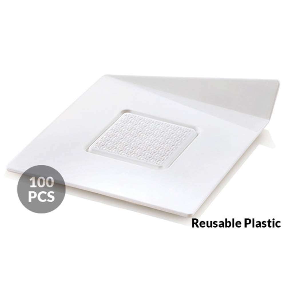 Набір підставок під десерти 100 шт. 83x83 мм Silikomart - SET 100 WHITE TRAYS - SQUARE 83X83 MM