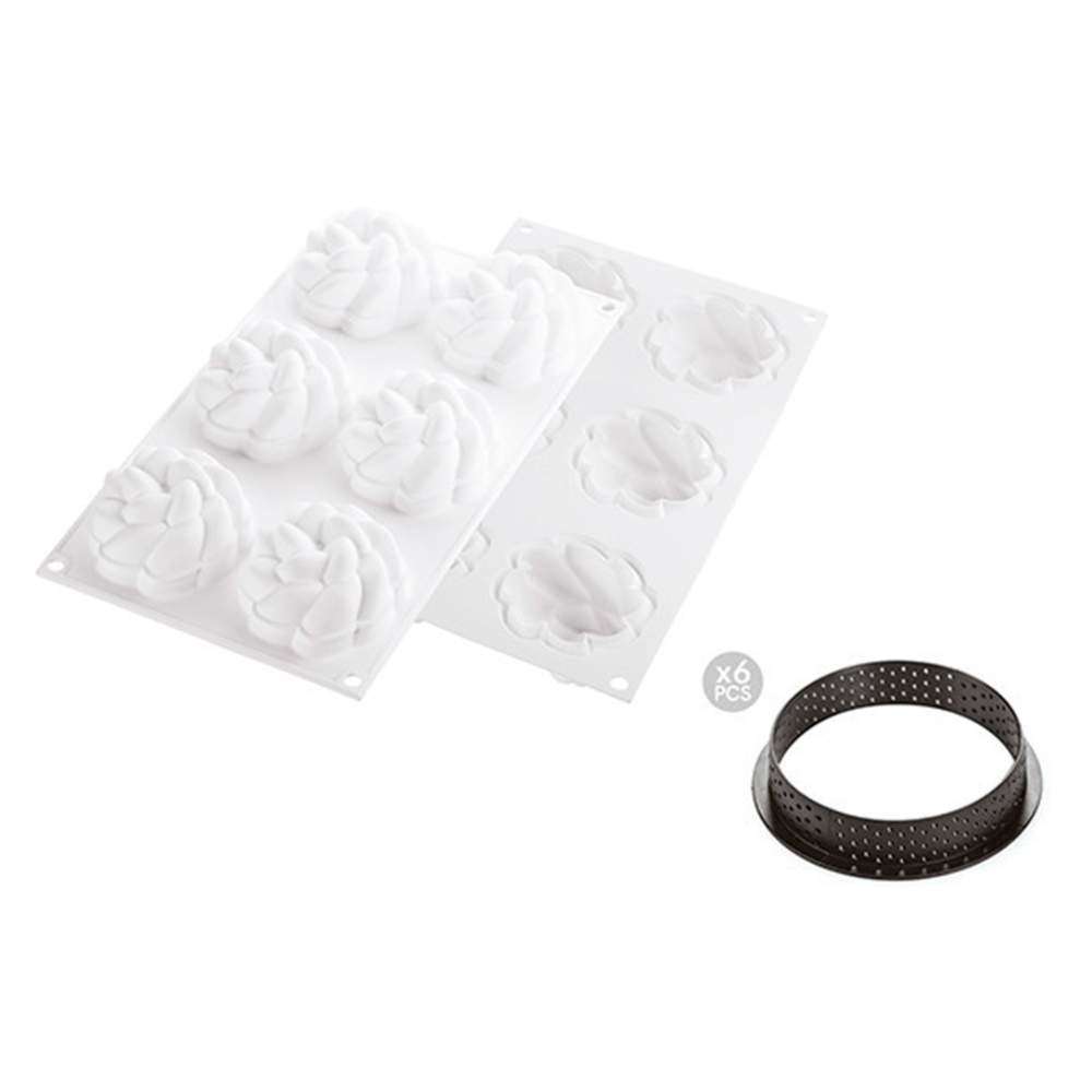 Набор форм для тартов FLEUR Silikomart KIT TARTE RING FLEUR D80 MM - Фото 1