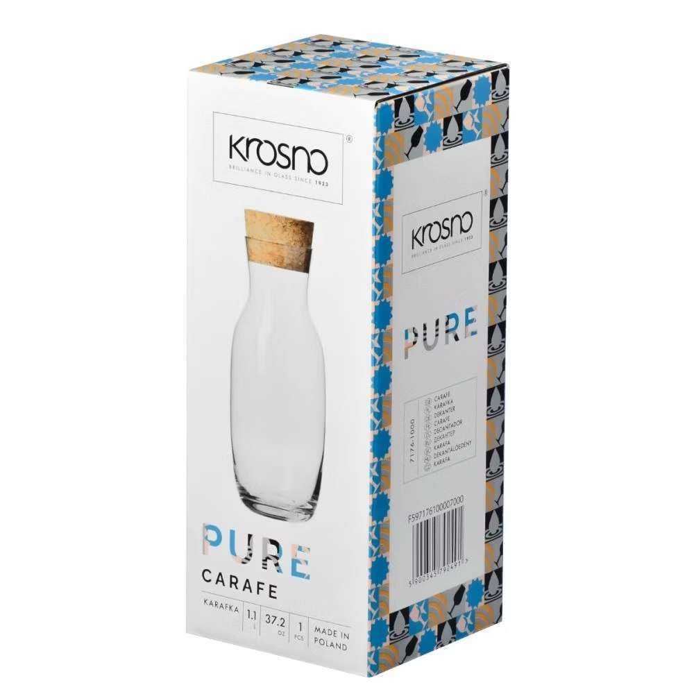 Графин с натуральным корком Krosno Pure 1000 мл 5900345792491 - Фото 2