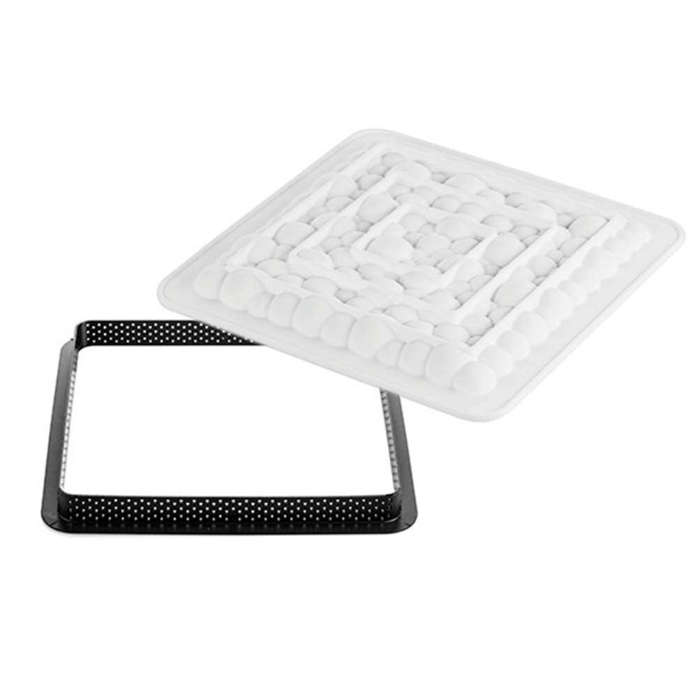 Форма для тартов BUBBLE 455 мл Silikomart KIT TARTE RING BUBBLE 200x200 MM - Фото 1