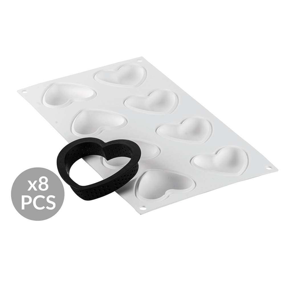 Форма для тартів AMORE 30 мл Silikomart - KIT TARTE RING AMORE 80x70 MM - Фото 2