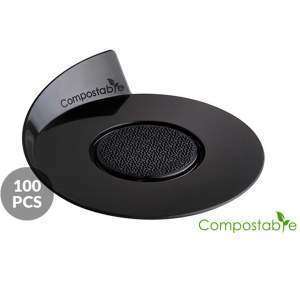Подложка под пирожное пластиковая ø86 мм 100 шт Silikomart SET 100 COMPOSTABLE BLACK TRAYS - ROUND