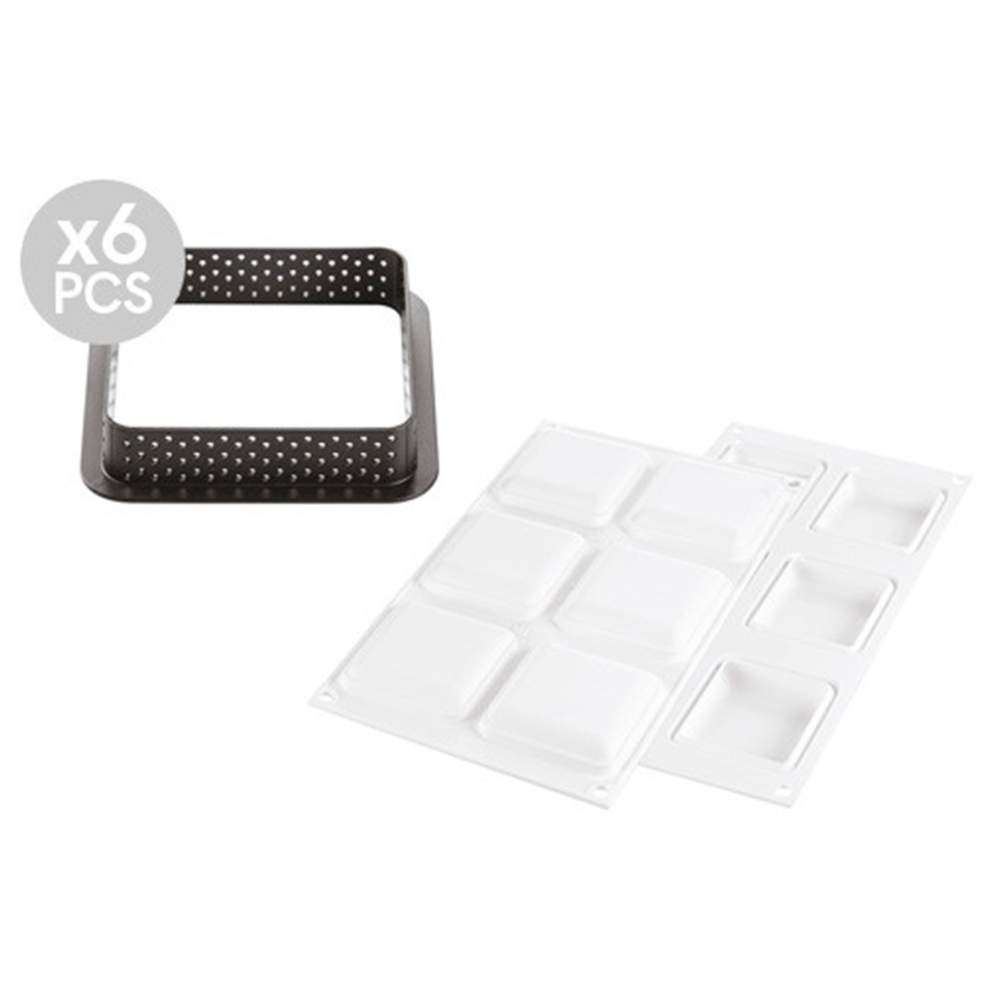 Набір форм для тартів SQUARE Silikomart - KIT TARTE RING SQUARE 80x80 MM - Фото 1