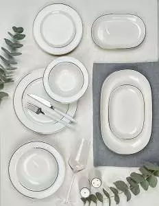 Набір столового посуду 53 шт Porser Home Platin bonsai BNS53YKPRS1081
