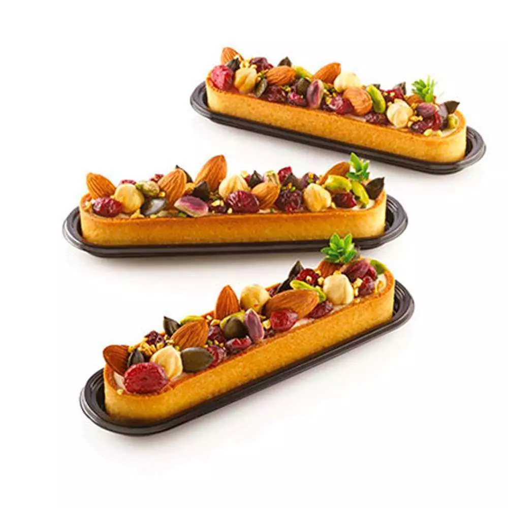 Набор форм для "Тарт эклер" 6 шт (146x35 мм) Silikomart TARTE RING OBLONG 146x35 H20 MM - Фото 2