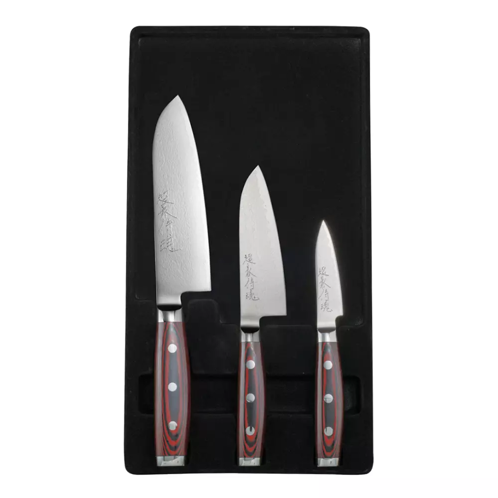 Набір ножів з 3-х предметів, дамаска сталь, серія SUPER GOU Yaxell - 37101-503