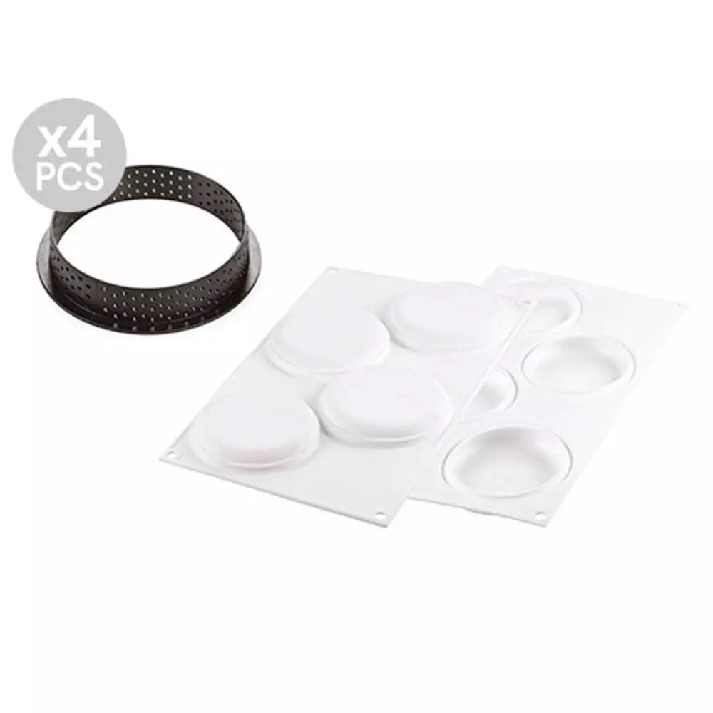 Набор форм для тартов ROUND d 10 cм Silikomart KIT TARTE RING ROUND D100 MM - Фото 1