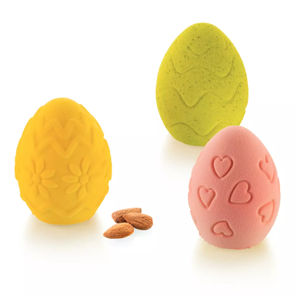 Силиконовая форма для десертов Яйцо с декором 100 мл Silikomart EGG HUNT - Фото 1