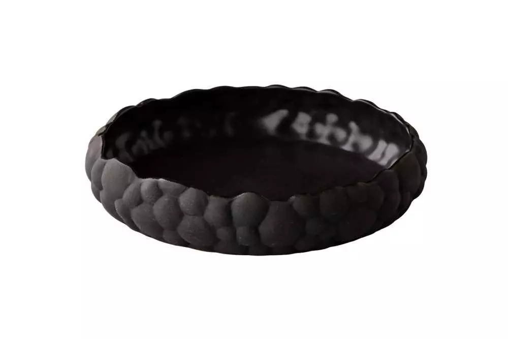 Салатник, тарілка з бортом Studio Raw Bubble curved 1500 мл d24.5Xh5.5 см black - RD18826