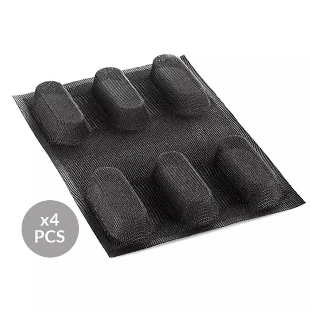 Набор силиконовых форм для выпечки 4 шт с перфорацией MINI PLUM CAKE Silikomart AIR PLUS 03 MINI PLU - Фото 1