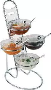 картинка Стійка фуршетна з 4-ма салатниками (14 см, 500 мл) з кришками APS 30Х30Х48 см - 11498 від магазину BarYton