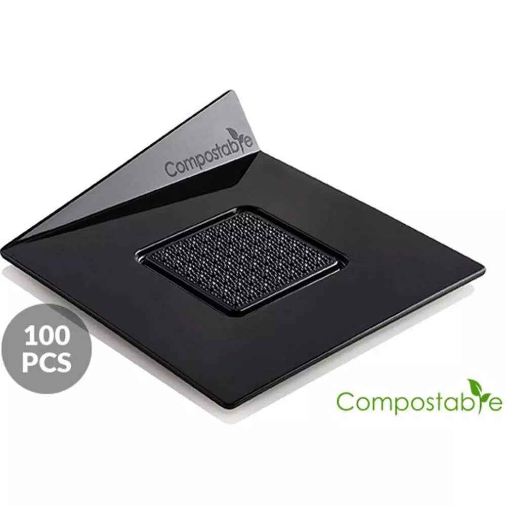 Підкладка під тістечко пластикова 83x83 мм 100 шт Silikomart - SET 100 COMPOSTABLE BLACK TRAYS - SQUARE