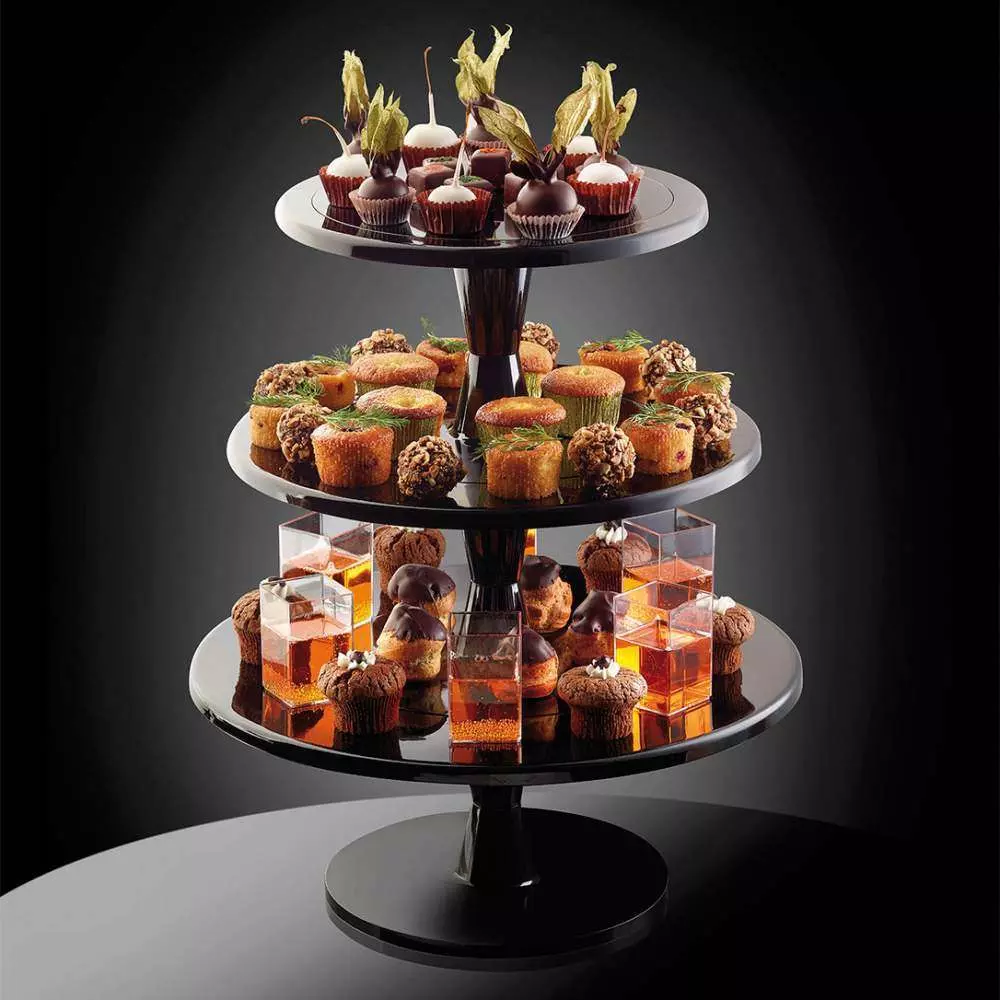 Стойка для десертов трехярусная d-24 см, 30 см, 35 см белая Silikomart HULA UP XXL WHITE - Фото 2