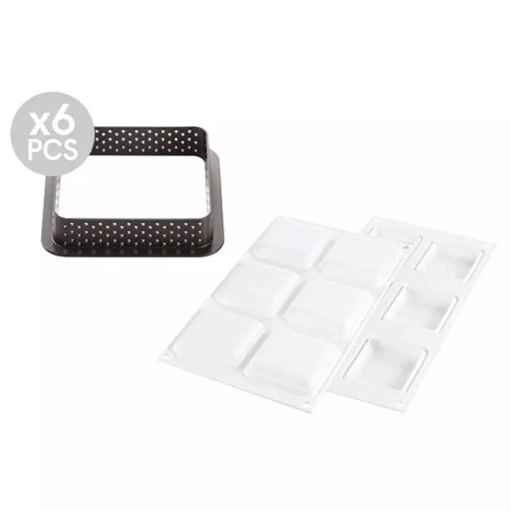 Набор форм для тартов SQUARE Silikomart KIT TARTE RING SQUARE 80x80 MM - Фото 1