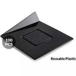Набір підставок під десерти 100 шт. 83x83 мм Silikomart - SET 100 BLACK TRAYS - SQUARE 83X83 MM